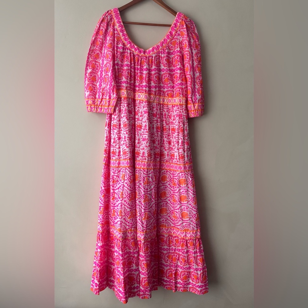Gretchen Scott Designs Vibrant Pink and Orange Maxi Dress